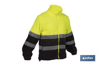 Cofan Polaire à haute visibilité | Fermeture éclair | Couleur : Jaune et bleu | Disponible de la taille S à la XXXL - Cofan