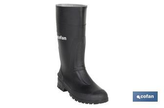 Rain Boot | High Shaft | PVC | Black | Inner Knit Lining - Cofan