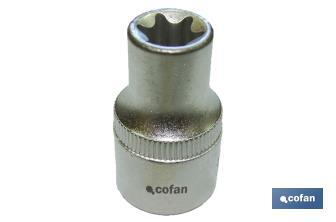 Llave de vaso torx hembra de 1/2" | Fabricada en acero al cromo vanadio | Medida de la llave: E-24 - Cofan