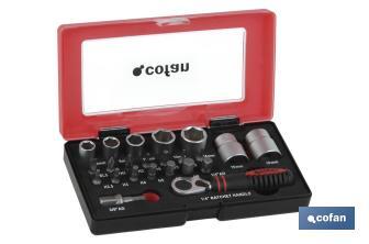 SET MINI CLIQUET DOUILLES ET POINTES 23PCS 1/4"  - Cofan