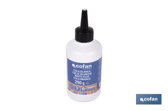 Cola blanca de 250 g y 500 g | Adhesivo rápido y fuerte para madera, papel y cartón - Cofan