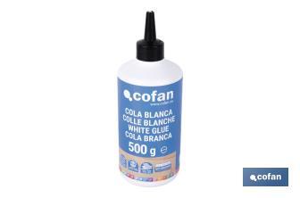 Cola blanca de 250 g y 500 g | Adhesivo rápido y fuerte para madera, papel y cartón - Cofan