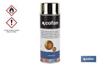 Tinta em Spray Efeito Cromado | Ouro ou Prata| Embalagem de 400 ml | Tinta em Aerossol - Cofan