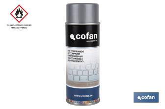 Aire comprimido en spray 400 ml | Limpieza en seco | Si el envase se invierte, el aire que expulsa sale congelado - Cofan