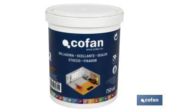 Selante à base de Agua | Diferentes tamanhos | Utilizar sobre madeiras, gesso, betão, cimento, etc. - Cofan