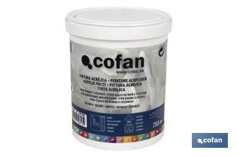 Tinta Acrílica para Casa de Banho e Cozinha | Embalagem de 750ml | Cor branca - Cofan