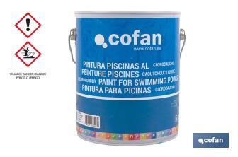 Peinture piscines caoutchouc chloré | Couleur bleue clair et bleu foncé | Capacité 5 kg - Cofan