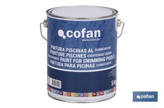 Peinture piscines caoutchouc chloré | Couleur bleue clair et bleu foncé | Capacité 5 kg - Cofan