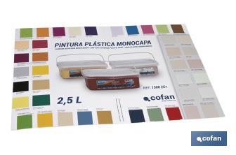 Colour chart for one-coat acrylic paint with 40 colours - Cofan