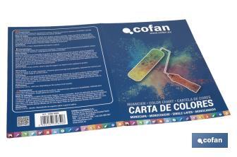 Colour chart for one-coat acrylic paint with 40 colours - Cofan