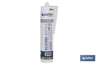 Acetoxy silicone sealant | Clear coloured | Cartridge of 280ml - Cofan