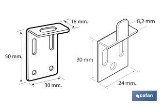 Set Gancio a staffa per specchi | Dimensioni: 30 mm | Acciaio galvanizzato - Cofan