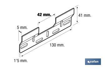 Placa Dupla para Pendurar e Fixar em Mobiliário | Medidas: 130 mm e Oco: 42 mm - Cofan