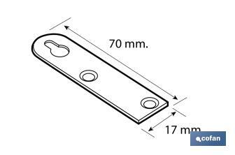 Chapa de suporte tipo Boca chave| Medida: 17 x 70 mm | Para suporte de objetos - Cofan