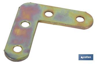 Flat corner plate | Zinc-plated steel | Available in different sizes - Cofan