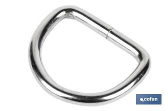 Anneau soudé en forme de D pour la fixation de auvents et de bâches | Dimensions de Ø4 mm x 25 mm - Cofan