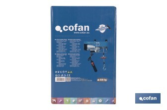 Polipasto eléctrico con parada de emergencia | Altura de elevación: 10/20 m | Protección IP54 | Incluye mando | Disponible en diferentes capacidades de carga - Cofan