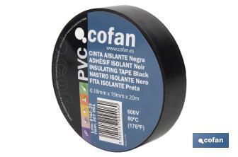 Isolierband Schwarz aus PVC 20m x 19mm - Cofan