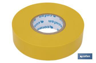 Insulating tape 180 microns | Yellow | Resistant to voltage, heat and different acids and alkaline materials - Cofan