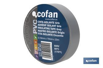 Fita isoladora | 180 microns | Cor Cinza | 19 mm x 20 metros - Cofan