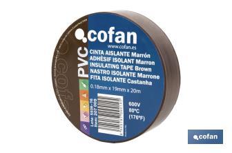 Cinta Aislante 180 Micras | Color marrón | Resistente al voltaje, al calor y a diferentes ácidos y alcalinos - Cofan