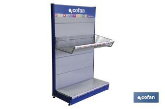 CESTO COM EXTREMOS PARA EXPOSITOR 1000X480MM + PORTAPREÇOS - Cofan