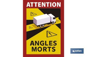 Autocollant pour Camion ou Autobus | Étiquette obligatoire en France | Signal ATTENTION ANGLES MORTS - Cofan