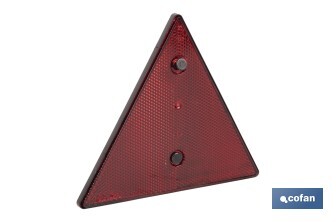 Catadióptrico triangular con agujero | Producto homologado | Disponible con o sin tornillos | Medidas: 155 x 137 mm - Cofan