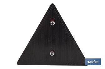 Catadióptrico triangular con agujero | Producto homologado | Disponible con o sin tornillos | Medidas: 155 x 137 mm - Cofan