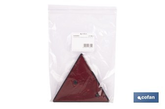 Catadióptrico triangular con agujero | Producto homologado | Disponible con o sin tornillos | Medidas: 155 x 137 mm - Cofan