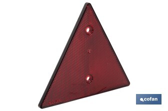 Catadióptrico triangular con agujero | Producto homologado | Disponible con o sin tornillos | Medidas: 155 x 137 mm - Cofan