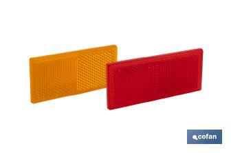Catadióptrico Rectangular Autoadhesivo | Colores: ámbar y rojo | Medidas: 79 x 35 mm - Cofan