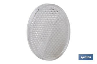 Catadióptricos redondos con adhesivo para fijar en vehículos | 3 Colores: rojo, ámbar y blanco | Diámetro: 55 mm - Cofan