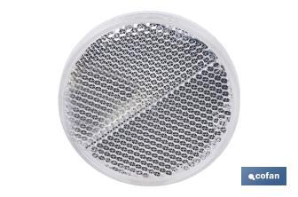 Catadióptricos redondos con adhesivo para fijar en vehículos | 3 Colores: rojo, ámbar y blanco | Diámetro: 55 mm - Cofan