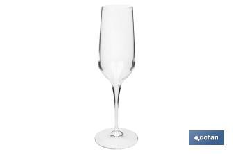 Pack of 6 champagne flutes | Ágata Model | Capacity: 23cl | 100% lead-free - Cofan