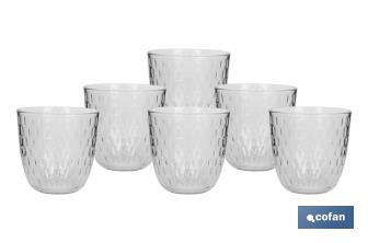 Pack of 6 tumbler glasses | Ópalo Model | Capacity: 29cl | Available in different colours - Cofan