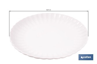 Vajilla de porcelana esmaltada de color blanco con diseño en relieve | Set de 16 piezas | Apta para lavavajillas, microondas y horno - Cofan