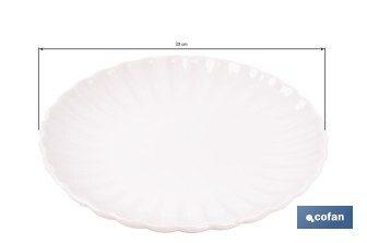 Vajilla de porcelana esmaltada de color blanco con diseño en relieve | Set de 16 piezas | Apta para lavavajillas, microondas y horno - Cofan