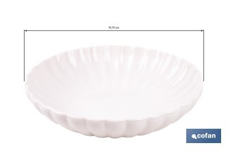 Vajilla de porcelana esmaltada de color blanco con diseño en relieve | Set de 16 piezas | Apta para lavavajillas, microondas y horno - Cofan