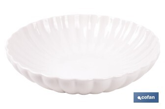 Vajilla de porcelana esmaltada de color blanco con diseño en relieve | Set de 16 piezas | Apta para lavavajillas, microondas y horno - Cofan
