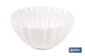 Vajilla de porcelana esmaltada de color blanco con diseño en relieve | Set de 16 piezas | Apta para lavavajillas, microondas y horno - Cofan