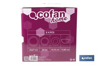 Vajilla de porcelana esmaltada en color rosa nude con diseño en relieve | Set de 16 piezas | Apta para lavavajillas, microondas y horno - Cofan
