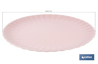 Vajilla de porcelana esmaltada en color rosa nude con diseño en relieve | Set de 16 piezas | Apta para lavavajillas, microondas y horno - Cofan