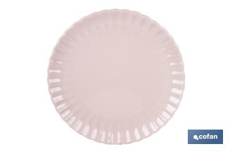 Vajilla de porcelana esmaltada en color rosa nude con diseño en relieve | Set de 16 piezas | Apta para lavavajillas, microondas y horno - Cofan