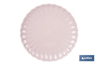Vajilla de porcelana esmaltada en color rosa nude con diseño en relieve | Set de 16 piezas | Apta para lavavajillas, microondas y horno - Cofan