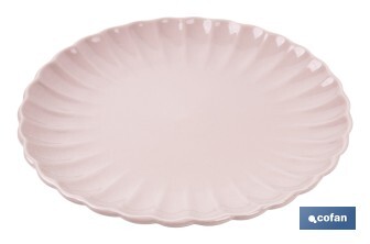 Vajilla de porcelana esmaltada en color rosa nude con diseño en relieve | Set de 16 piezas | Apta para lavavajillas, microondas y horno - Cofan