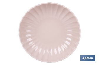 Vajilla de porcelana esmaltada en color rosa nude con diseño en relieve | Set de 16 piezas | Apta para lavavajillas, microondas y horno - Cofan