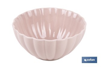 Vajilla de porcelana esmaltada en color rosa nude con diseño en relieve | Set de 16 piezas | Apta para lavavajillas, microondas y horno - Cofan