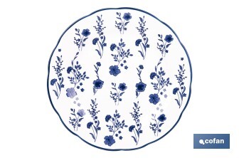 Vajilla de porcelana con flores azules | Set de 18 piezas | Adecuado para 6 personas | Apta para lavavajillas, microondas y horno - Cofan
