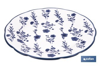 Vajilla de porcelana con flores azules | Set de 18 piezas | Adecuado para 6 personas | Apta para lavavajillas, microondas y horno - Cofan